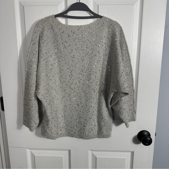 Fabiana Filippi cashmere sweater, gray with sequins, dolman slv., XXS - Picture 6 of 11
